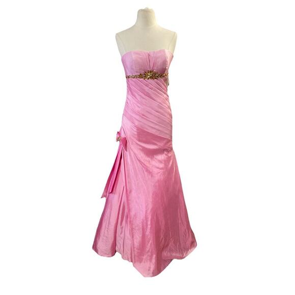 TIFFANY DESIGNS Women's jeweled strapless formal gown 4 Pink New Prom pageant - Picture 1 of 13